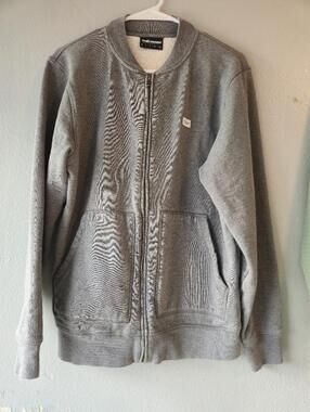 THE HUNDREDS HEATHER GREY BOMBER ZIP UP JACKET MENS SZ MEDIUM